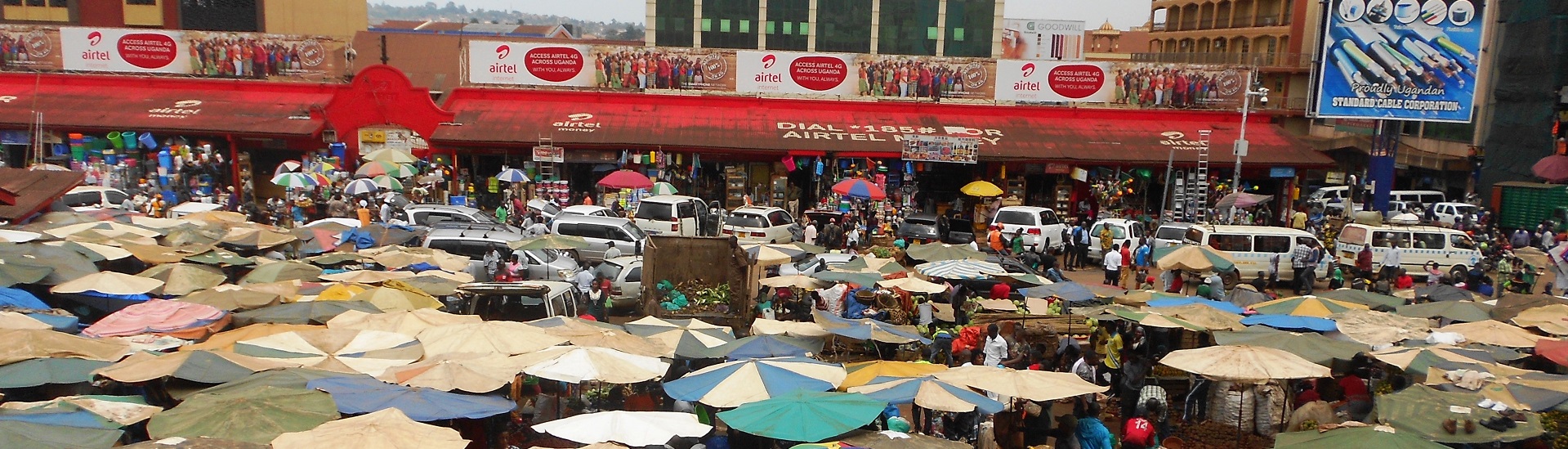 Vendors operate under ubrellass at Nakasero Market in Kampala_slide